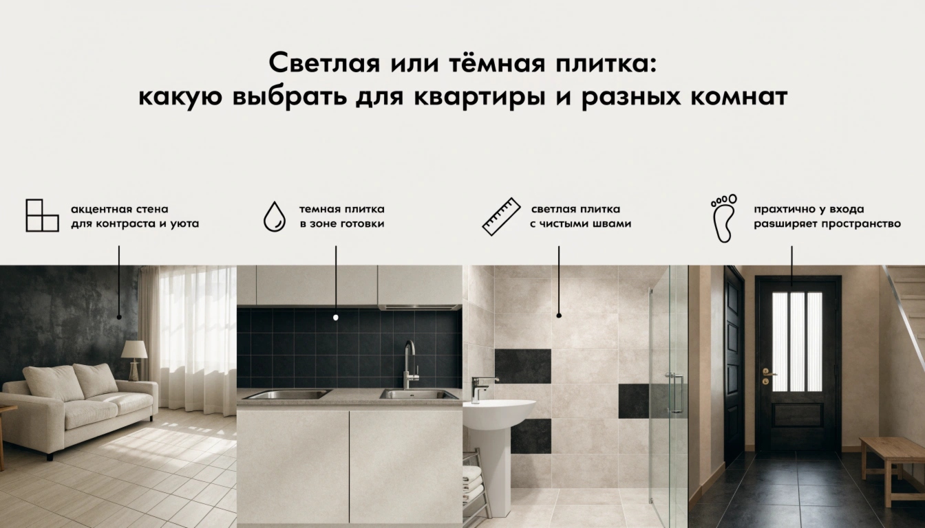 Светлая или тёмная плитка: какую выбрать для квартиры и разных комнат